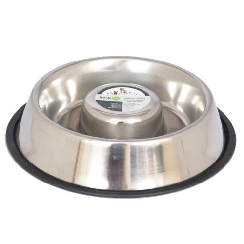 Slow Feed Stainless Steel Pet Bowl for Dog or Cat - Iconic Pet, LLC